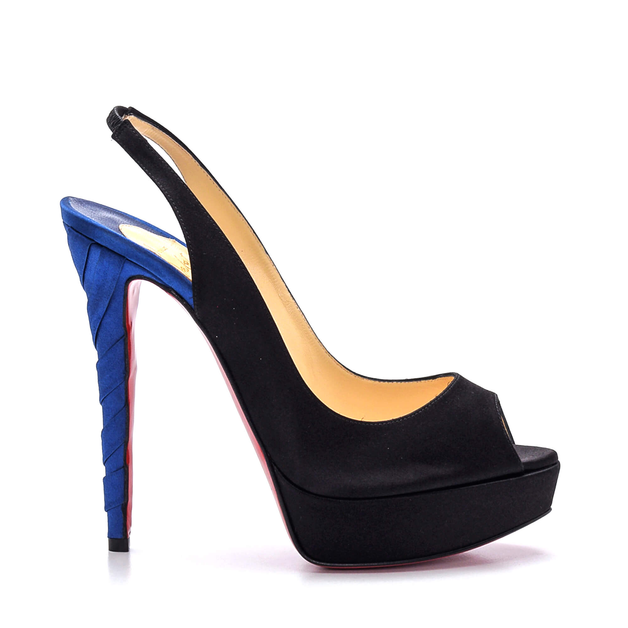 Christian Louboutin Black Saks Blue Satin Pumps